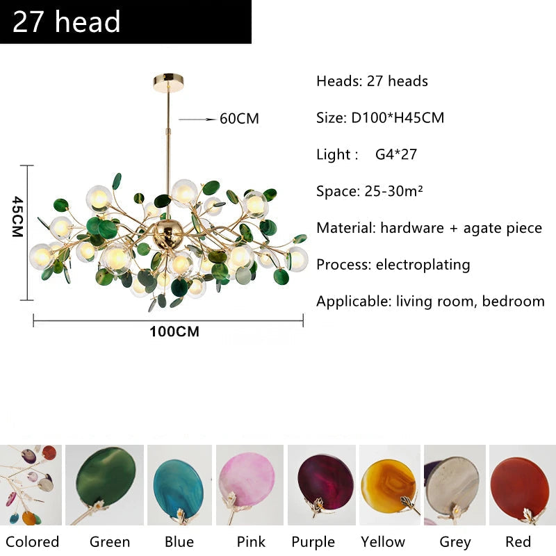 lustre led nordique bulle lumière luciole agate naturel romantique