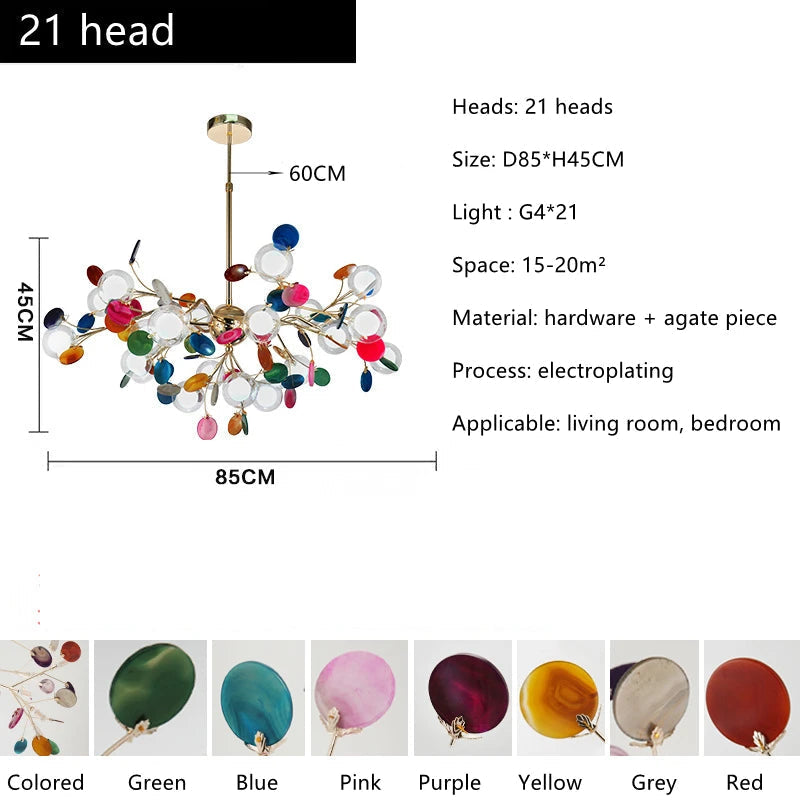 lustre led nordique bulle lumière luciole agate naturel romantique
