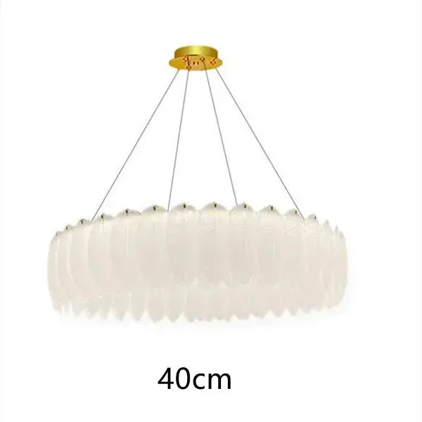 lustre led nordique en verre cristal et plumes décoratif d'intérieur