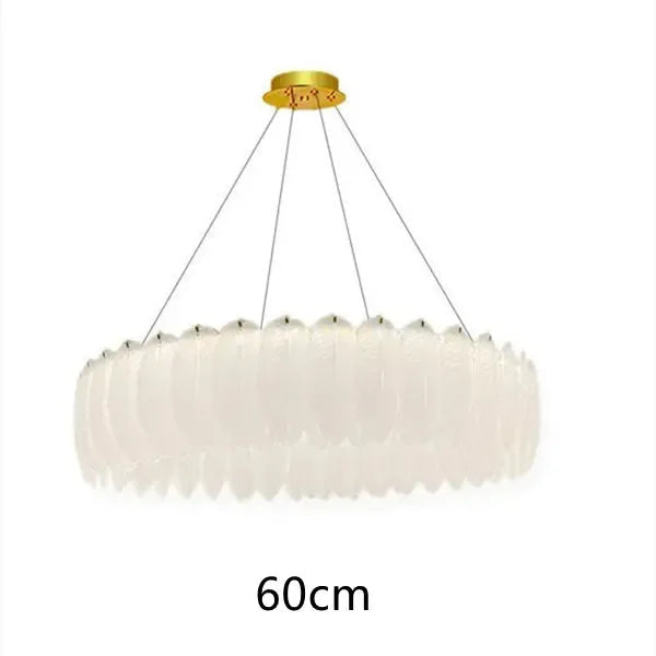 lustre led nordique en verre cristal et plumes décoratif d'intérieur