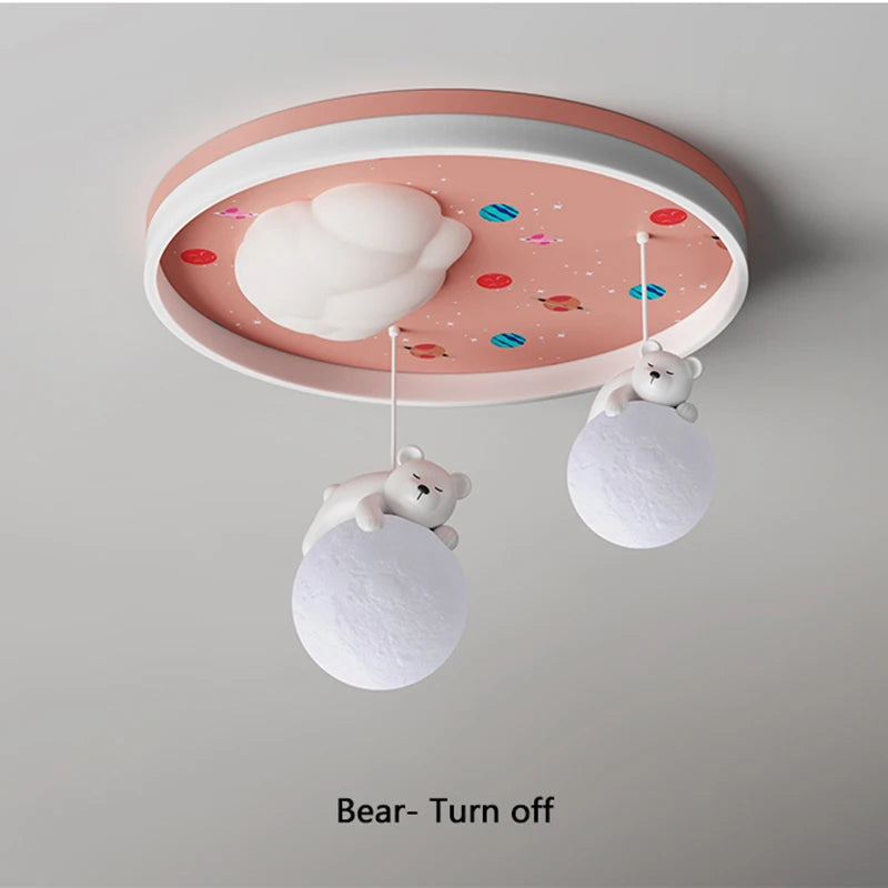 lustre led pour enfants avec motif ours et lapin