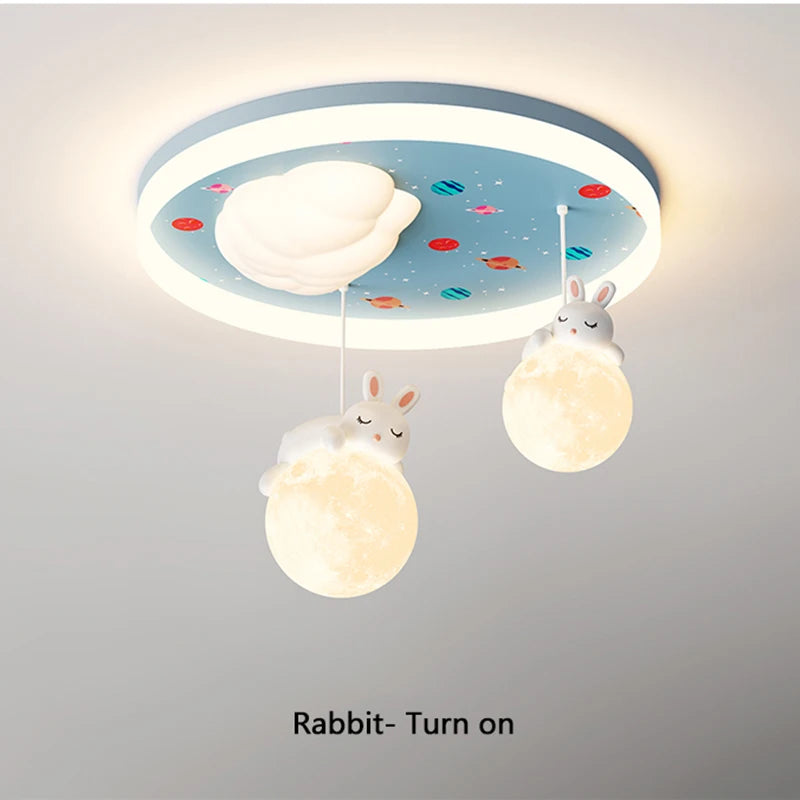 lustre led pour enfants avec motif ours et lapin
