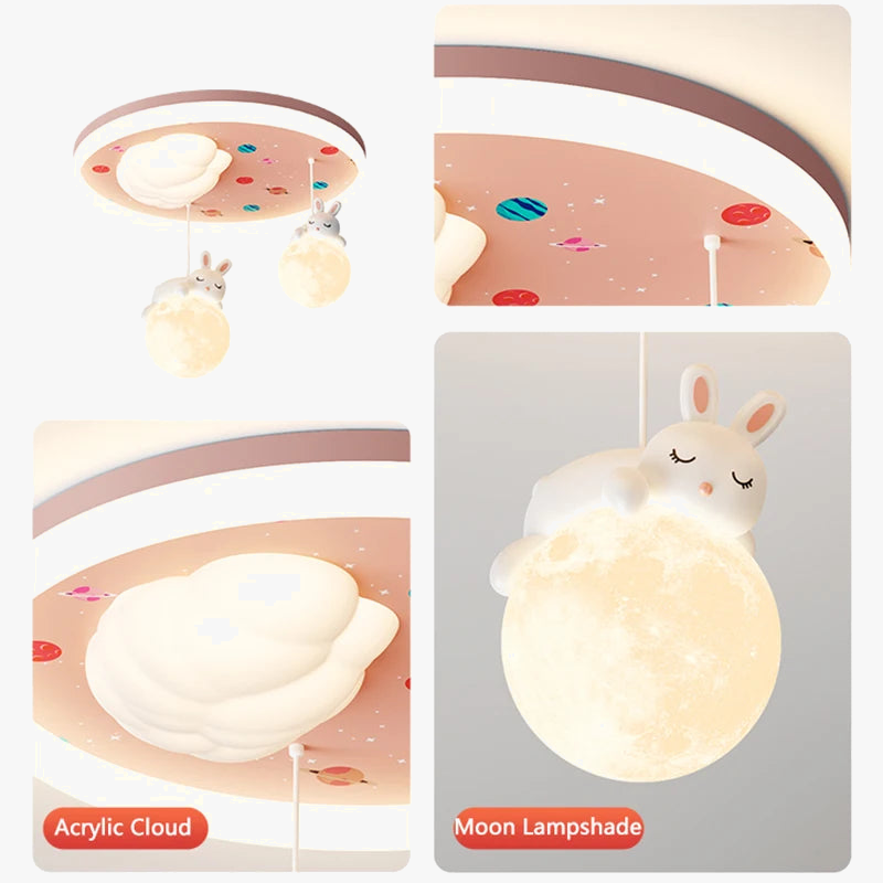 lustre led pour enfants avec motif ours et lapin