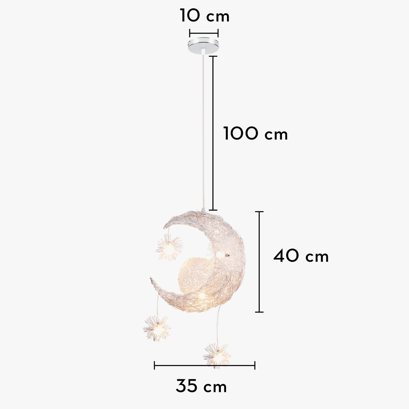 lustre led romantique moderne en forme de lune et étoile