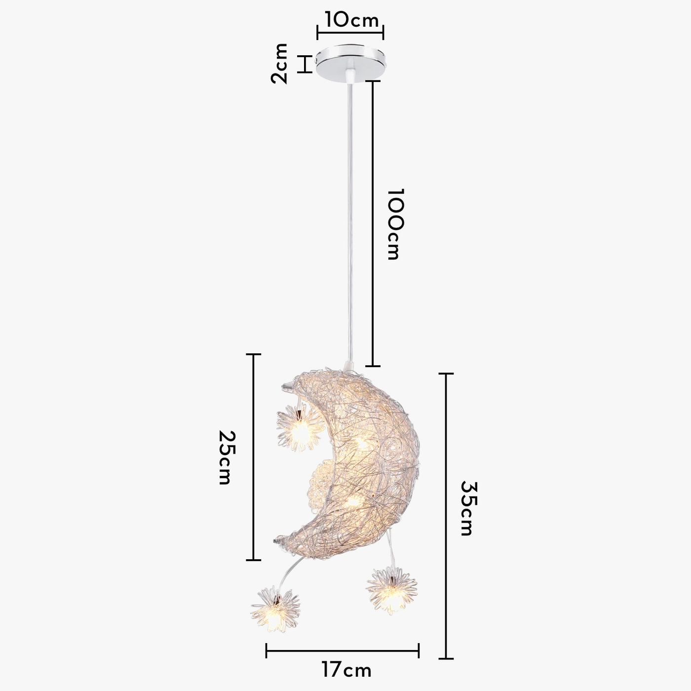 lustre led romantique moderne en forme de lune et étoile
