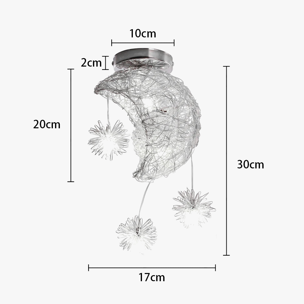 lustre led romantique moderne en forme de lune et étoile