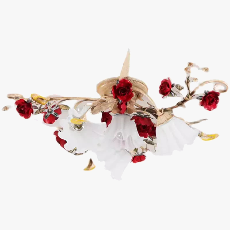 lustre led romantique rétro avec fleurs pour éclairage chaud