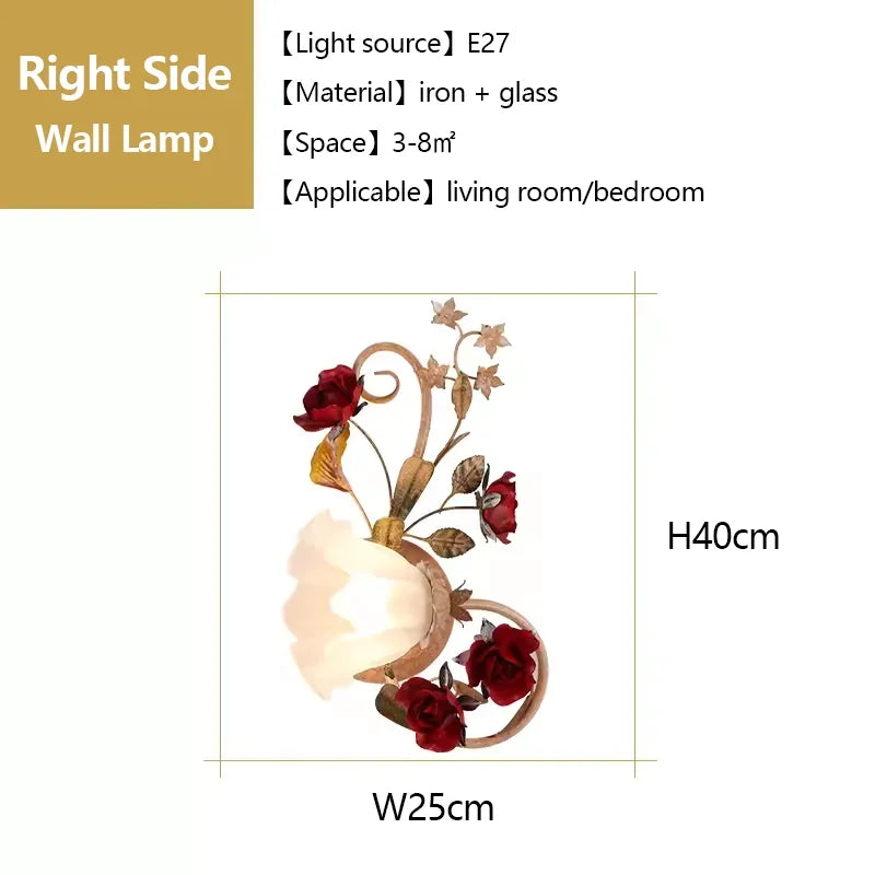 lustre led romantique rétro avec fleurs pour éclairage chaud