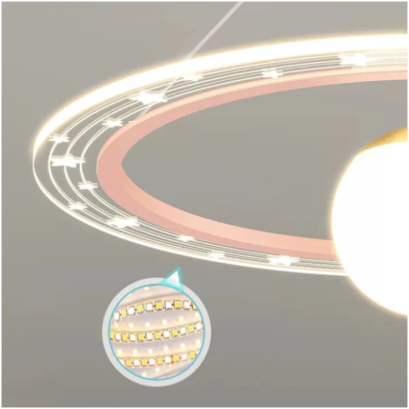 Lustre LED rond d'astronaute à gradation pour chambre d'enfant