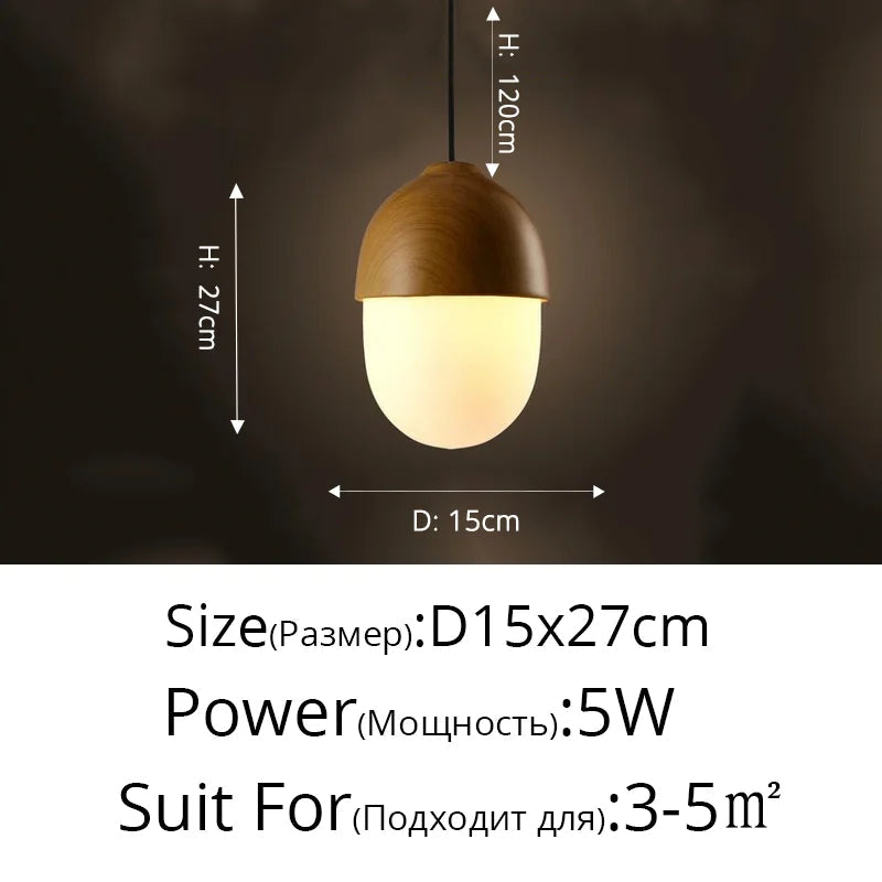 lustre led rond en bois et fer forgé moderne