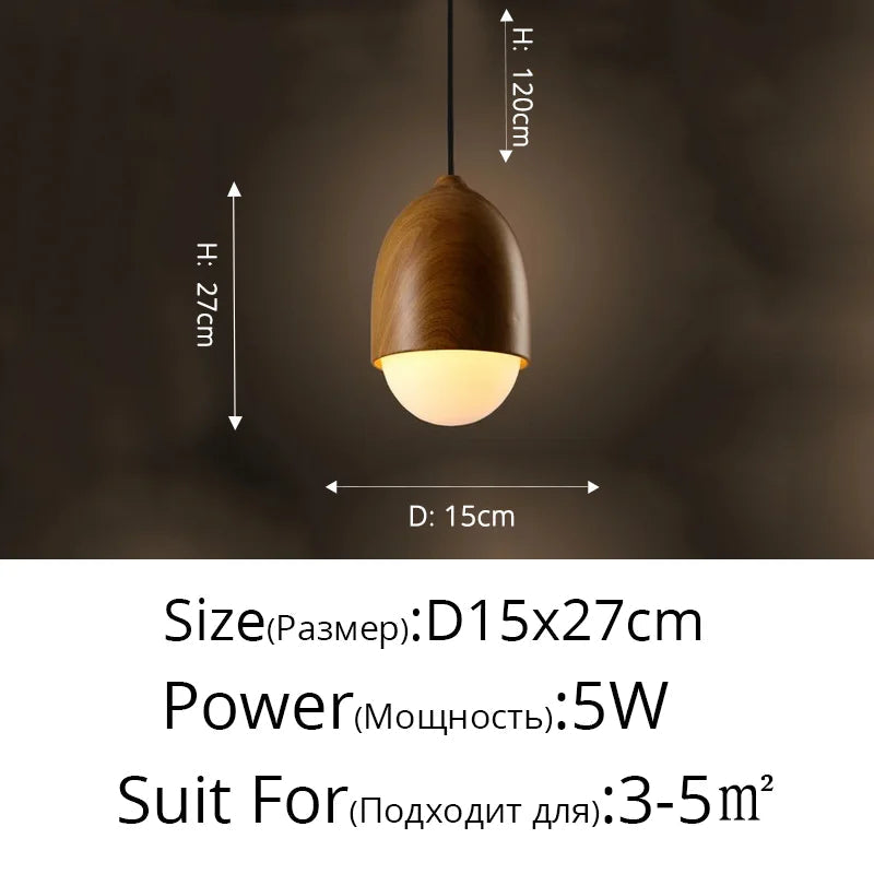 lustre led rond en bois et fer forgé moderne