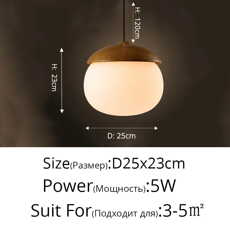 lustre led rond en bois et fer forgé moderne