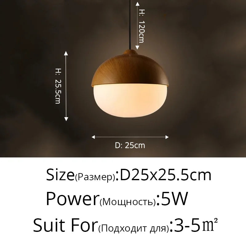 lustre led rond en bois et fer forgé moderne