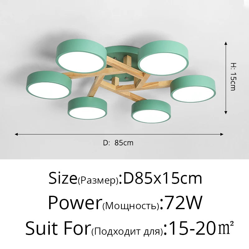 lustre led style nordique moderne en bois massif