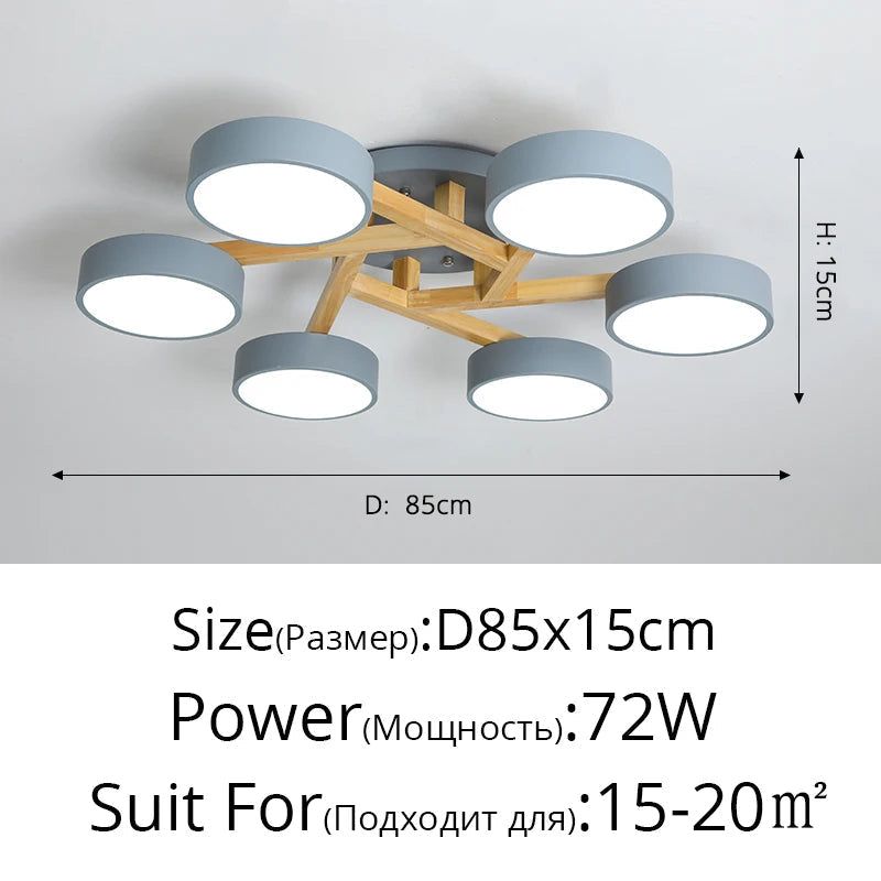 lustre led style nordique moderne en bois massif