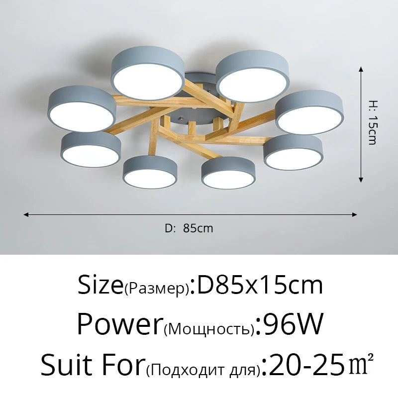 lustre led style nordique moderne en bois massif