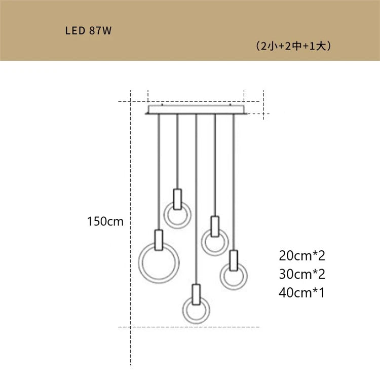 lustre led suspendu style loft pour escalier