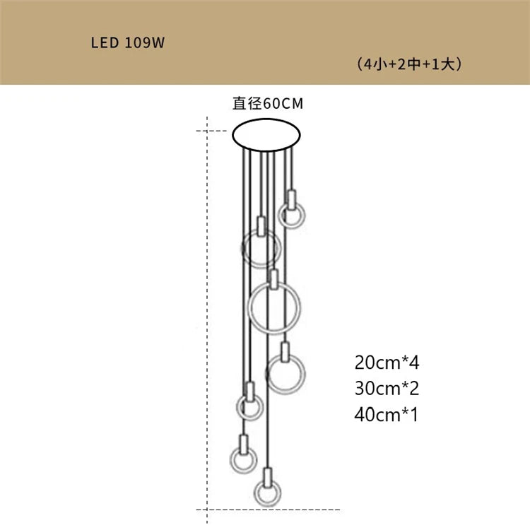 lustre led suspendu style loft pour escalier