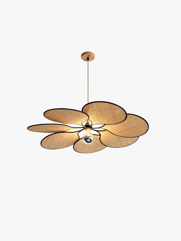 lustre à LED tissé en paille de fleur japonaise pour décoration intérieure