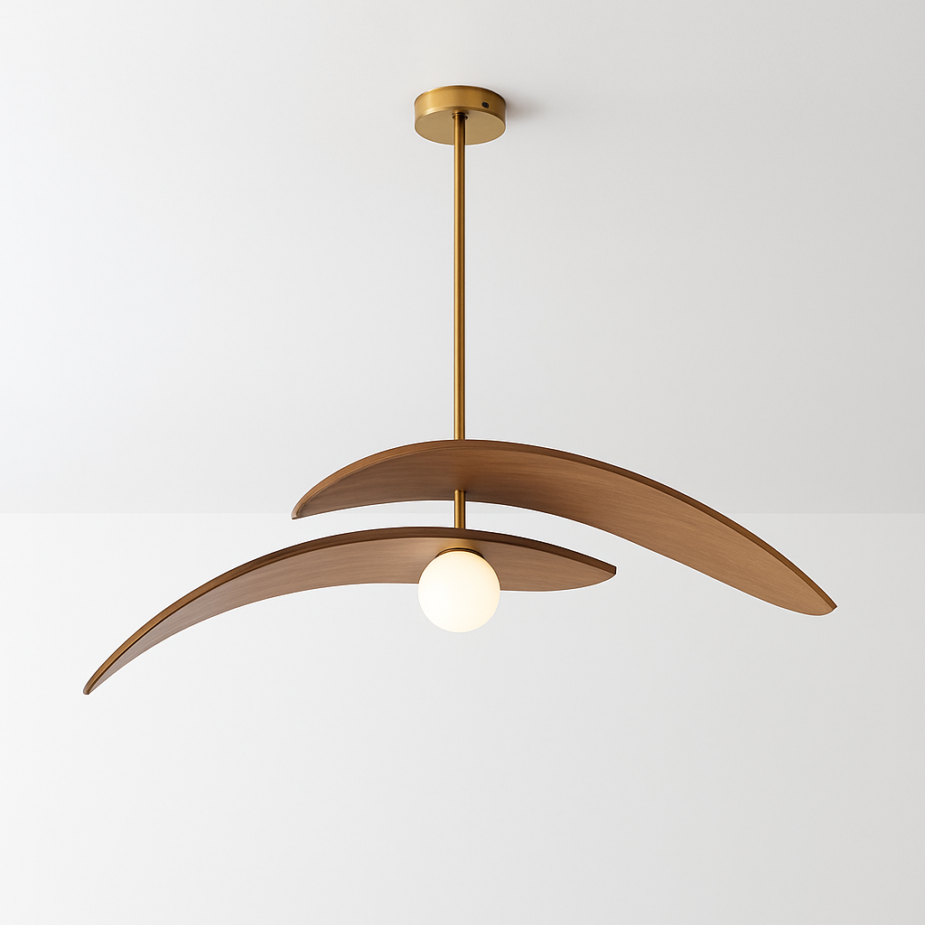 lustre à led wabi sabi en bois pour décoration intérieure