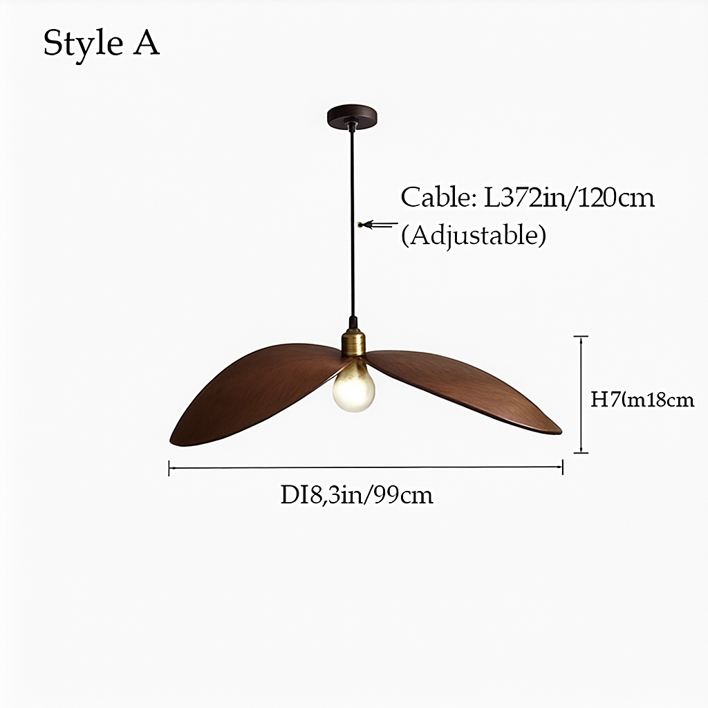 lustre à led wabi sabi en bois pour décoration intérieure