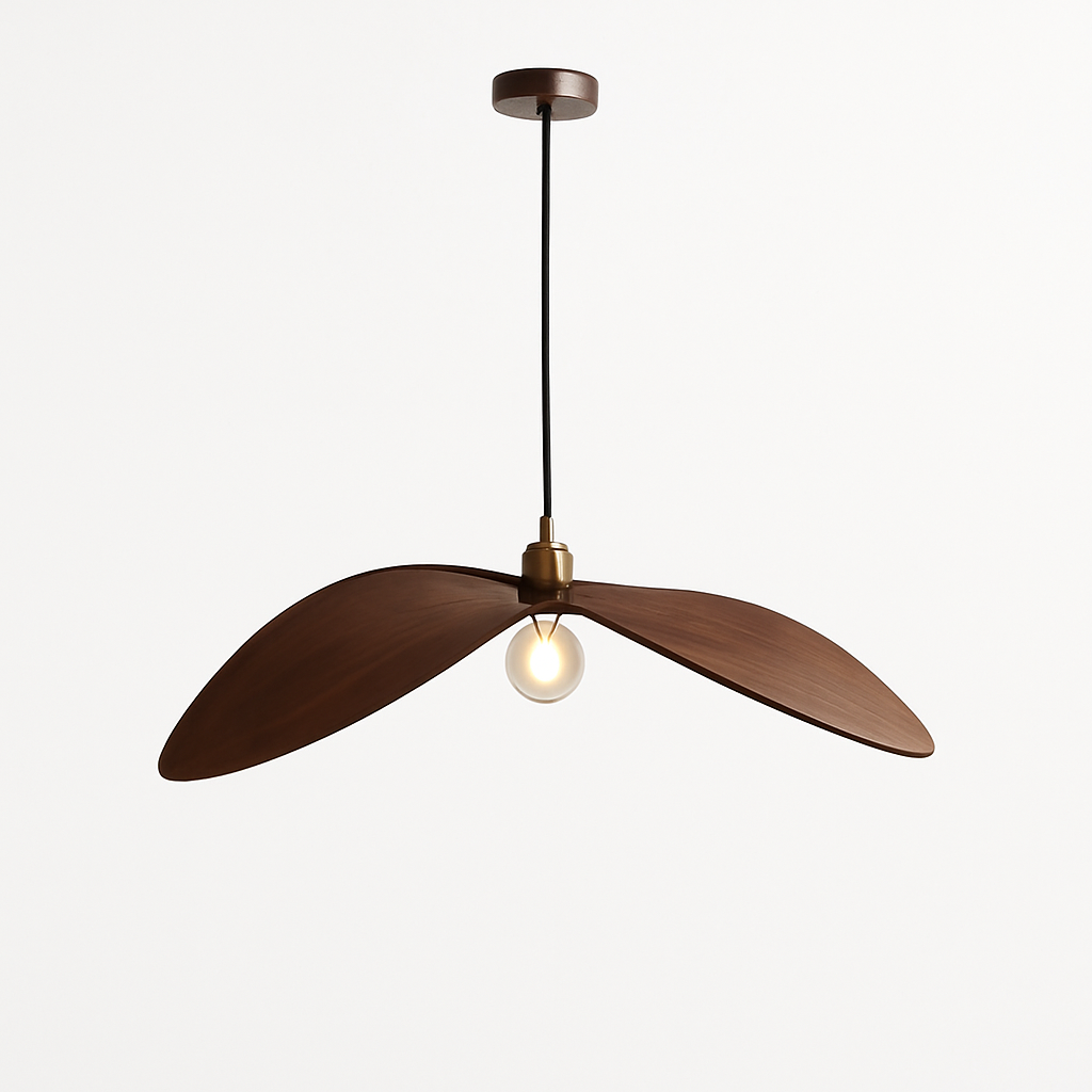 lustre à led wabi sabi en bois pour décoration intérieure