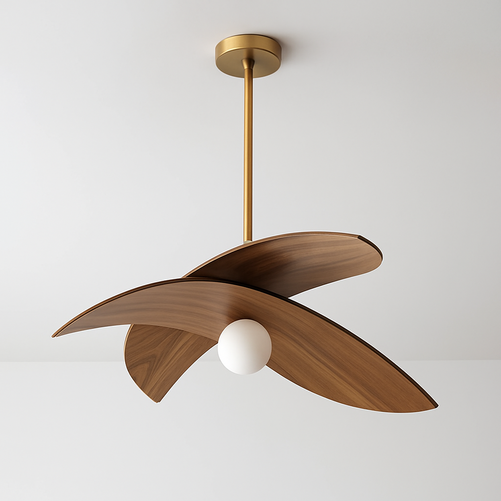 lustre à led wabi sabi en bois pour décoration intérieure