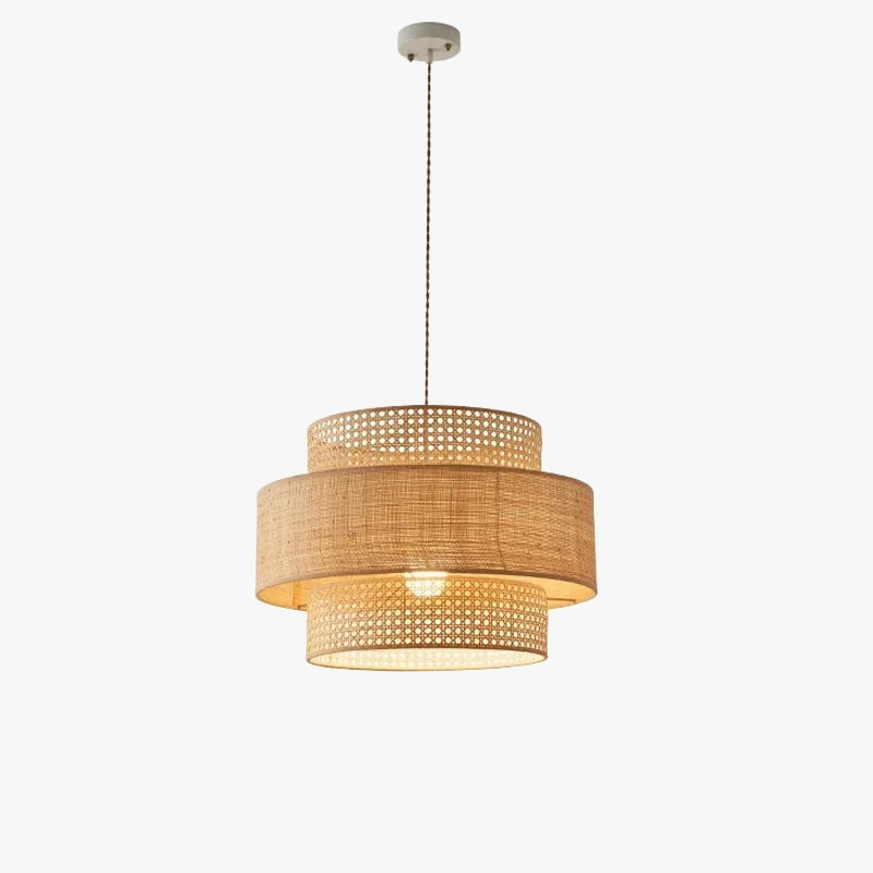 lustre à led wabi sabi en rotin pour décoration intérieure