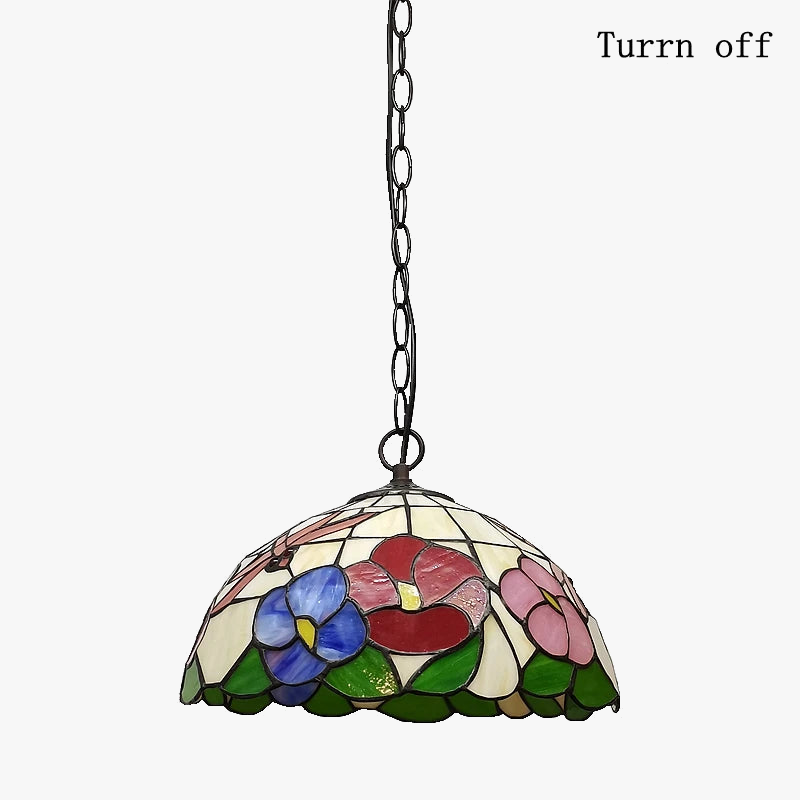 lustre libellule fleur style pastoral tiffany pour restaurant et cuisine