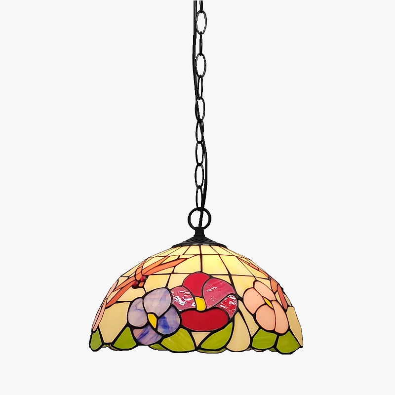lustre libellule fleur style pastoral tiffany pour restaurant et cuisine
