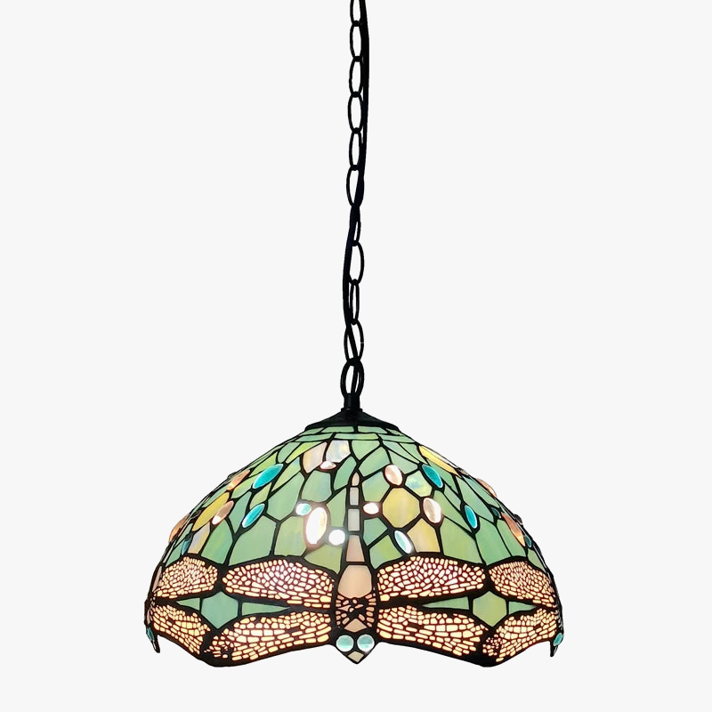 lustre libellule scandinave style tiffany rétro éclairage design jardin
