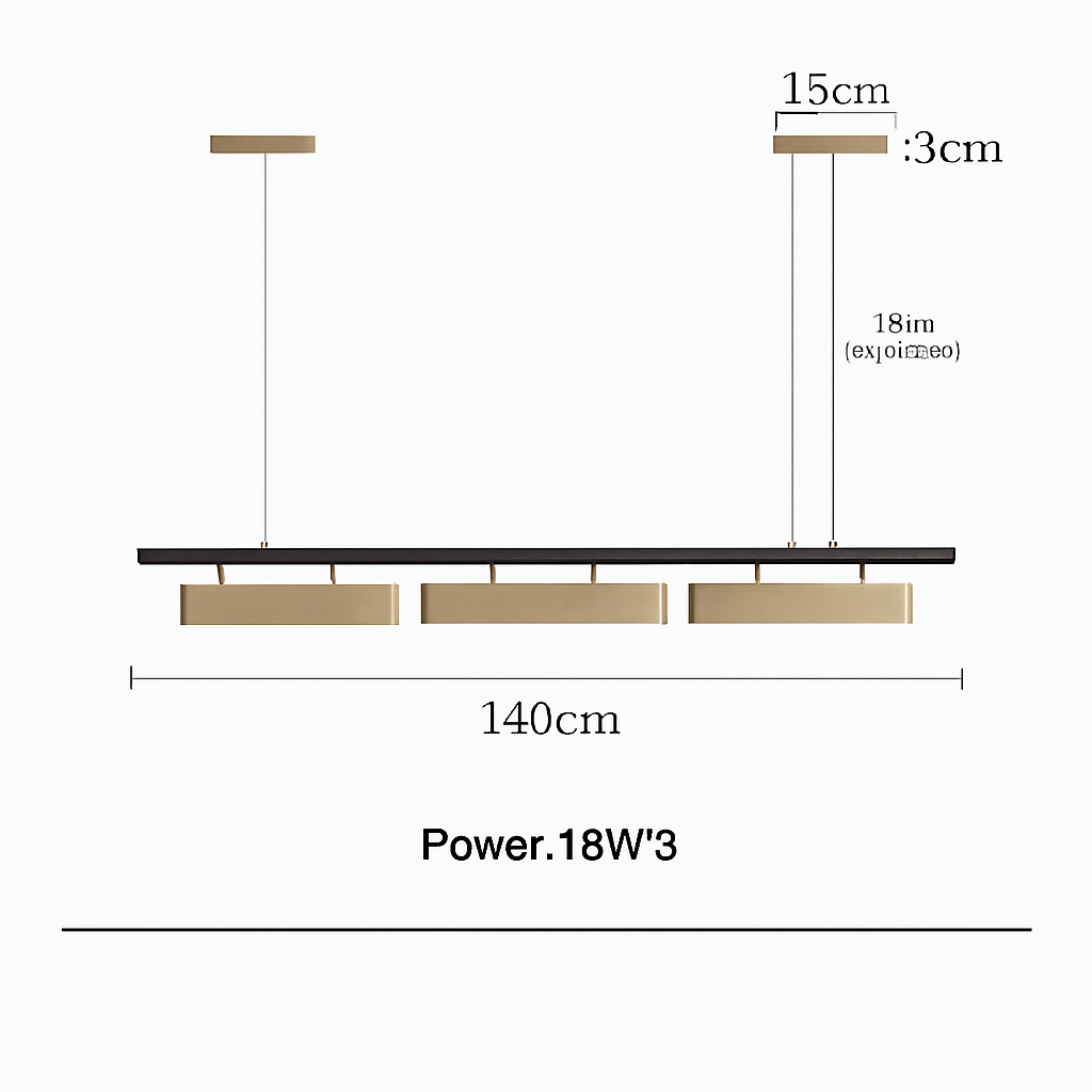 Lustre long de restaurant minimaliste moderne