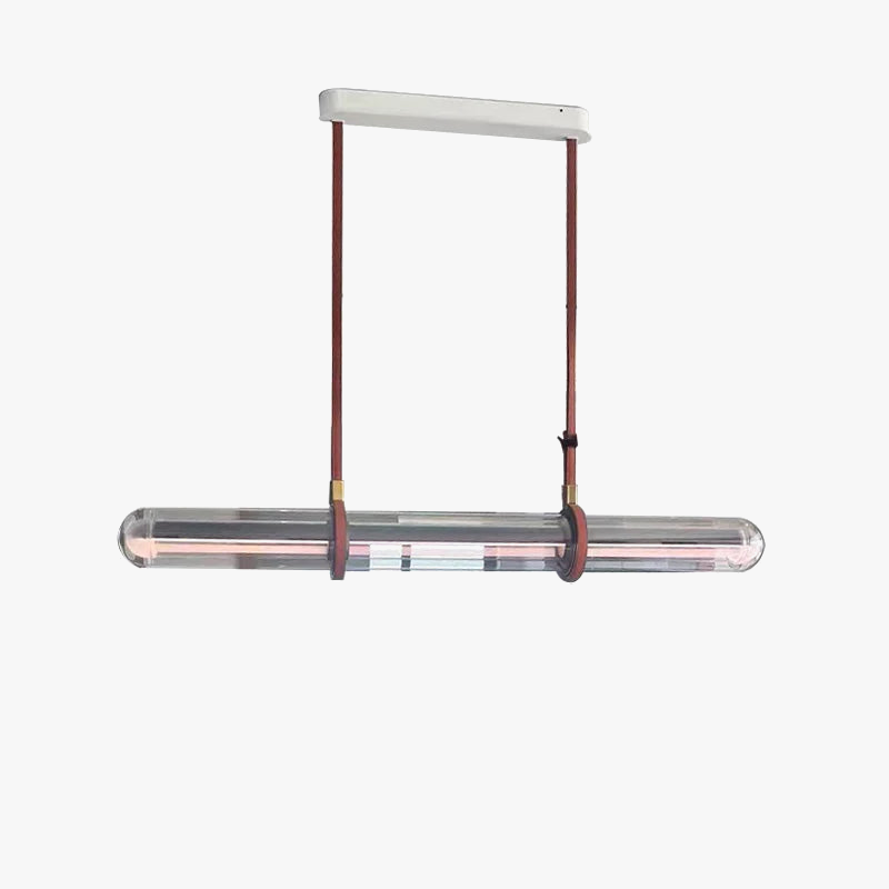 lustre long design moderne décoration maison led luxe cuir verre