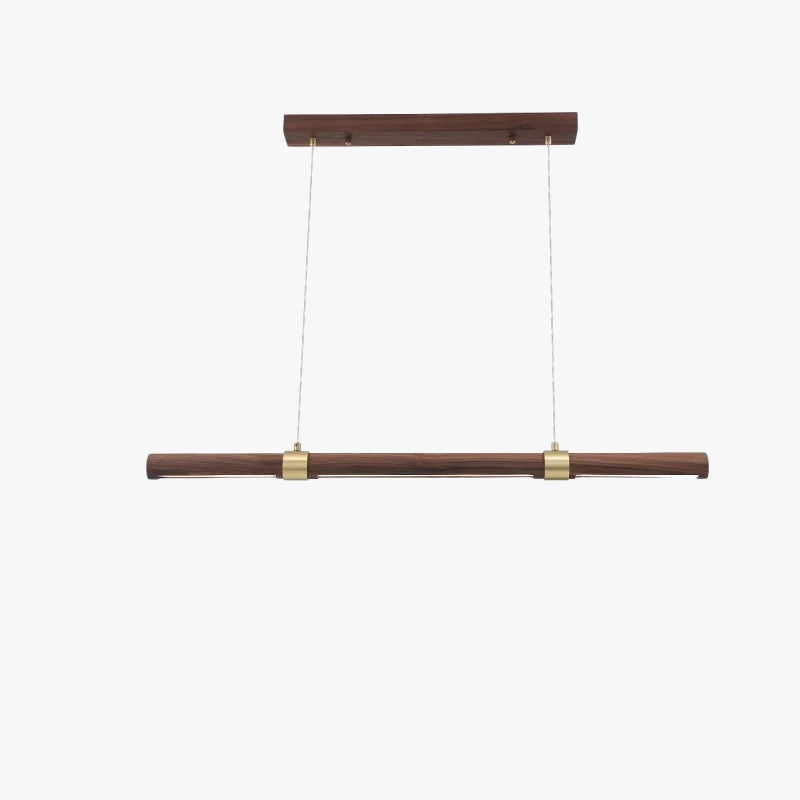 lustre long en bois avec éclairage led suspendu