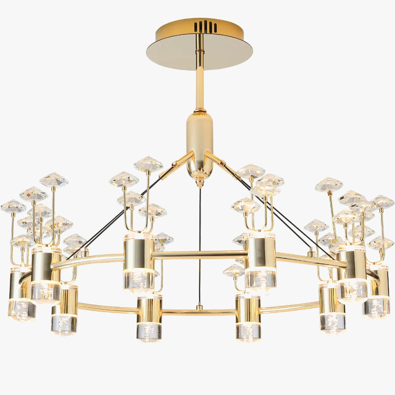 lustre long en cristal style européen avec branche simple en aluminium