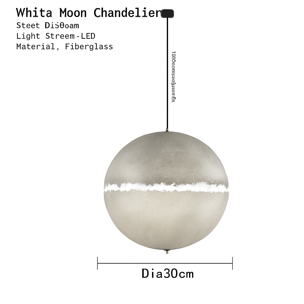 lustre lune led design italien en fibre de verre