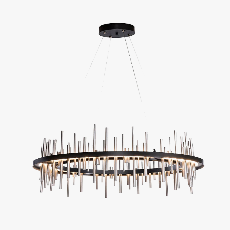 lustre minimaliste en acier inoxydable noir design postmoderne