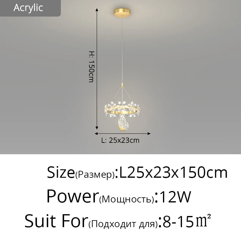 lustre minimaliste en cristal de luxe à tête unique