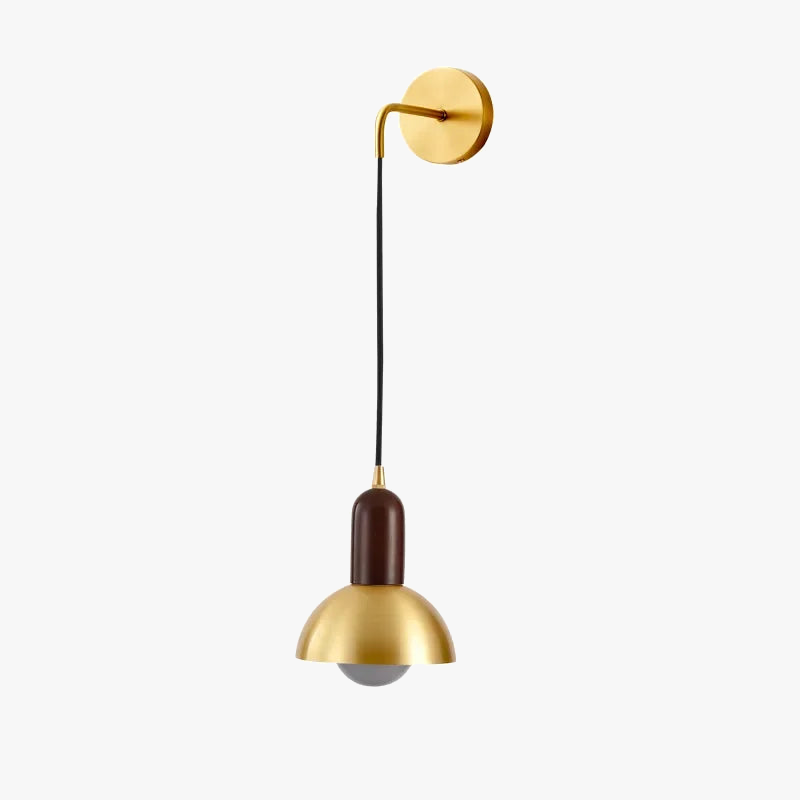 lustre minimaliste style japonais en noyer noir avec applique en laiton