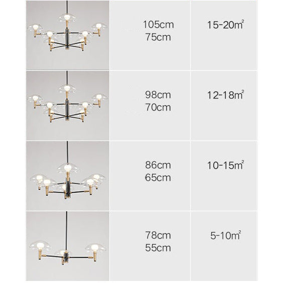 Lustre moderne abat-jours en forme de méduse en verre Hailey