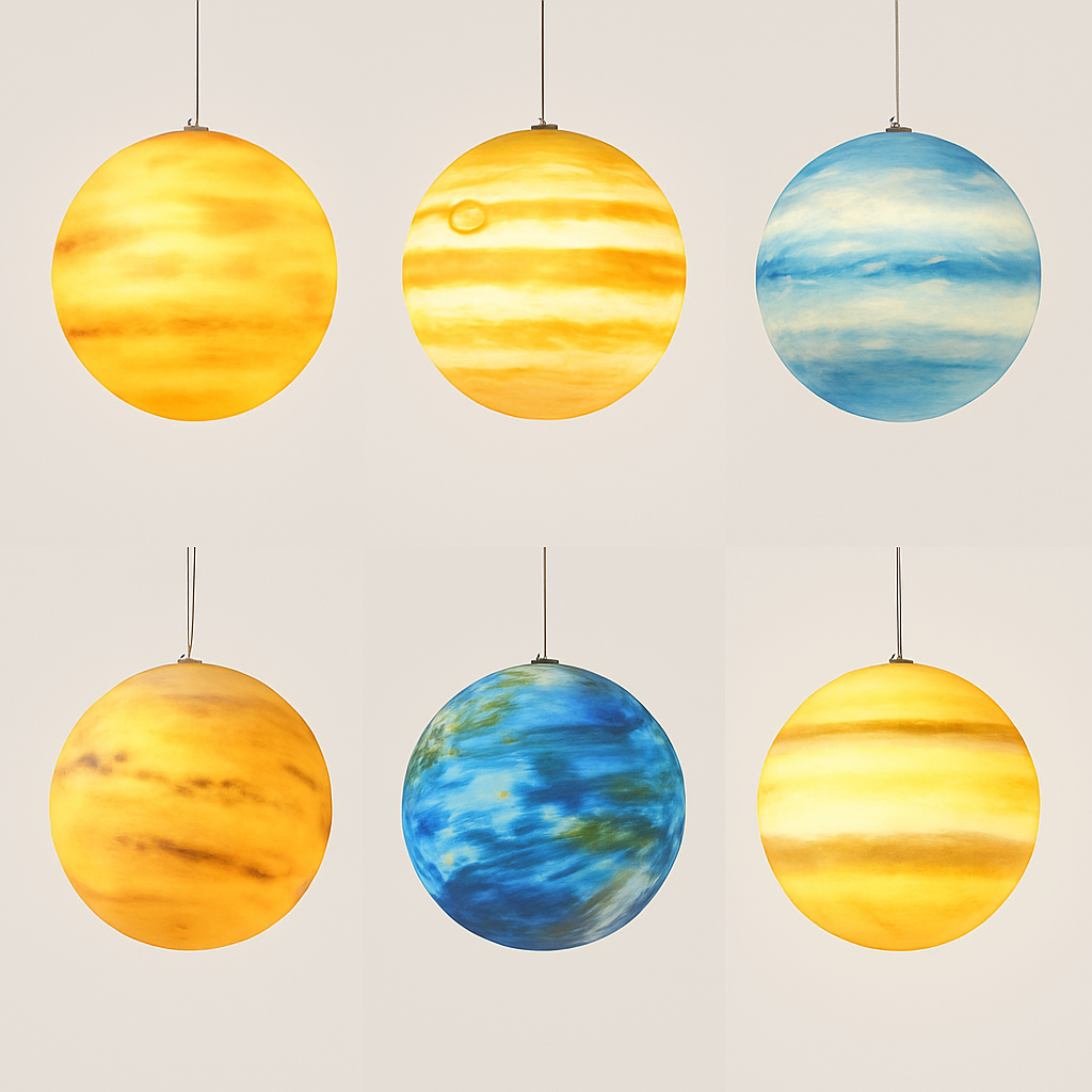 lustre moderne acrylique en forme de planète et lune