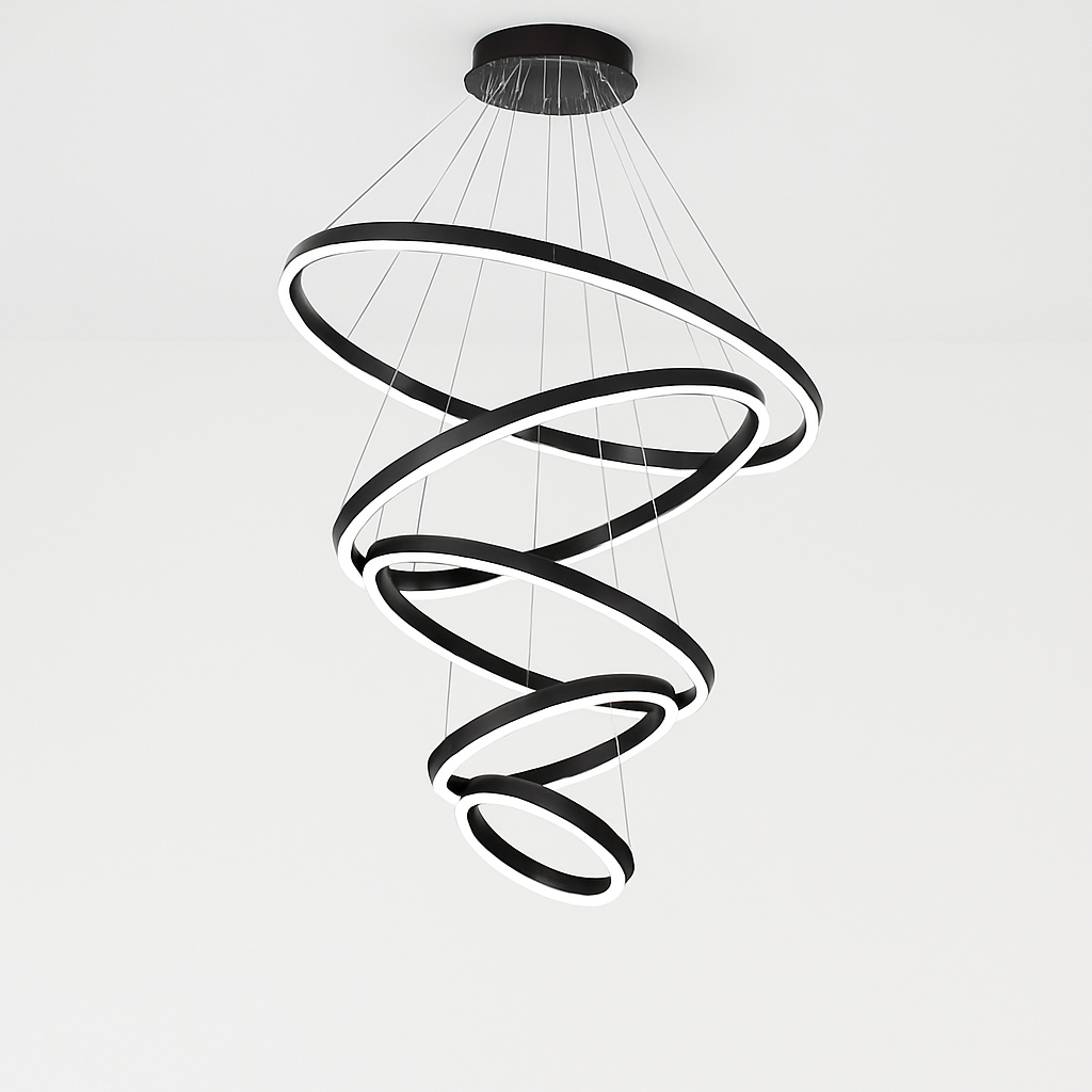 lustre moderne à anneaux ronds en led pour décoration intérieure