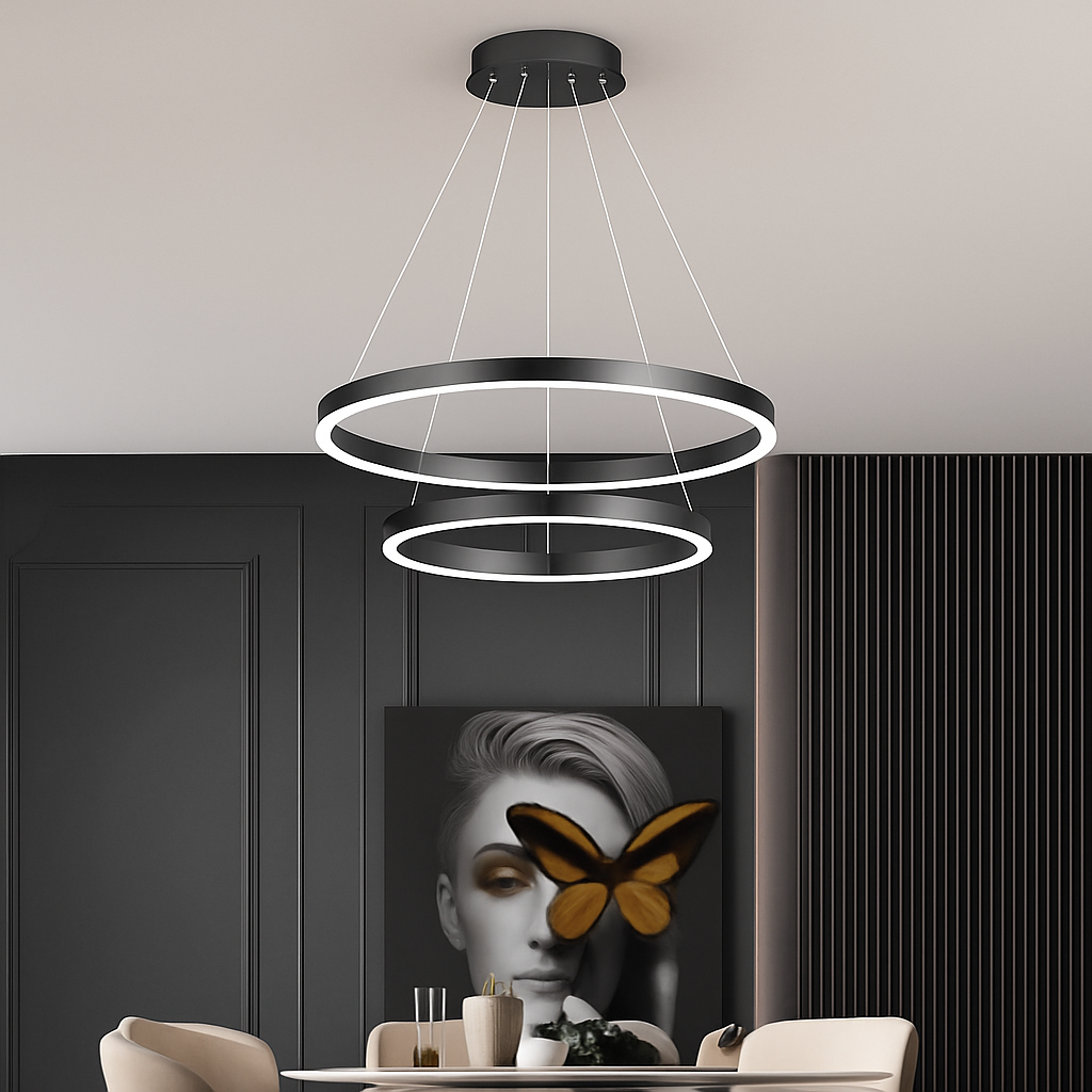 lustre moderne à anneaux ronds en led pour décoration intérieure