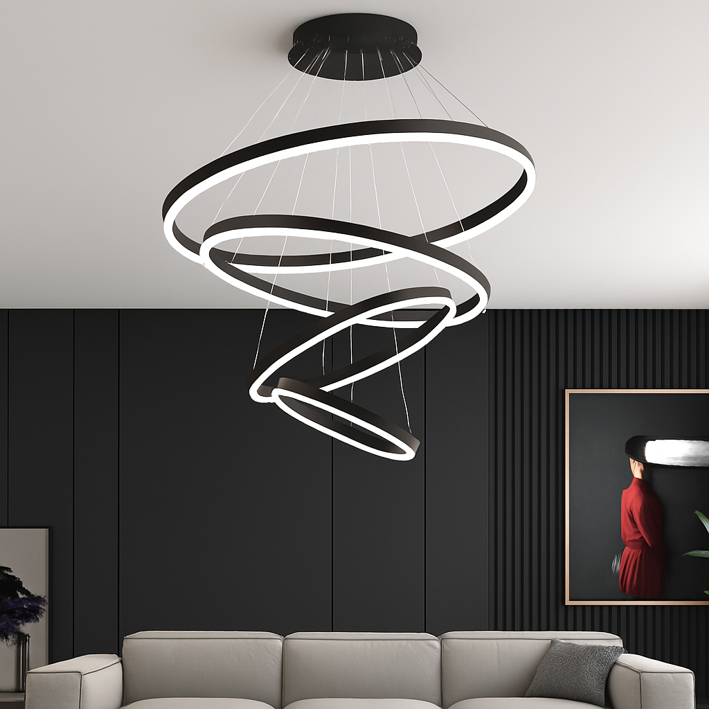 lustre moderne à anneaux ronds en led pour décoration intérieure