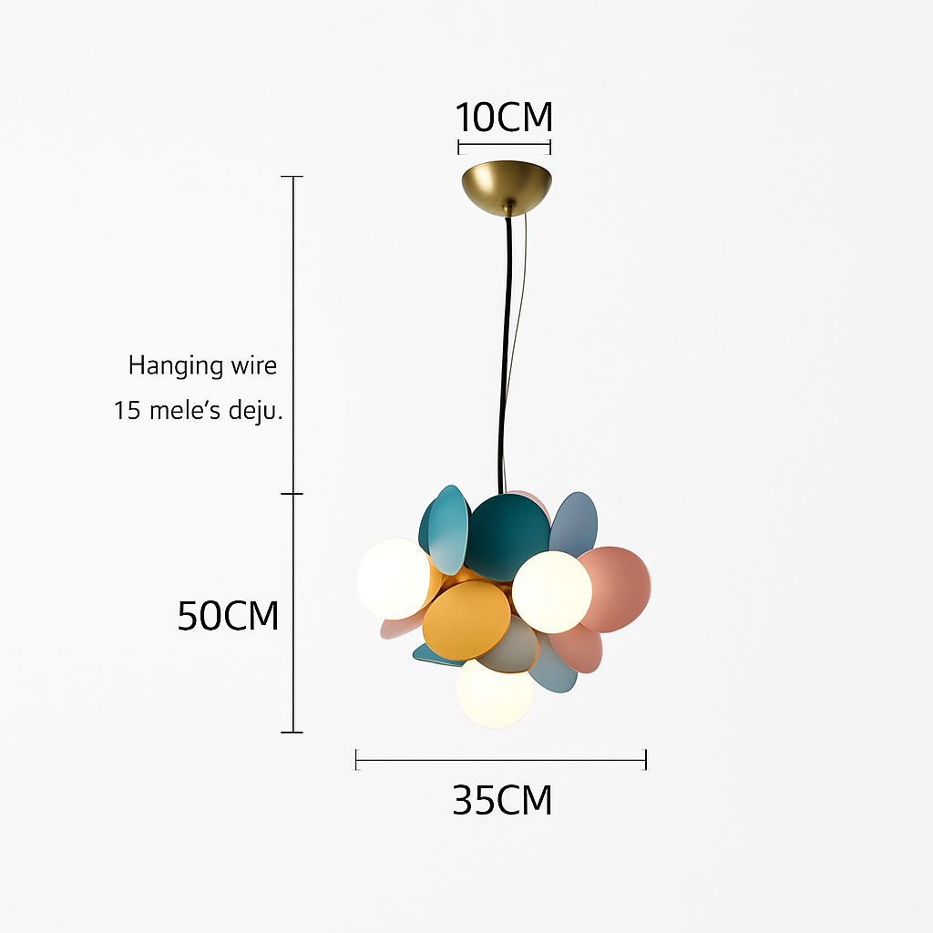 Lustre moderne avec lampes rondes colorées Kebya