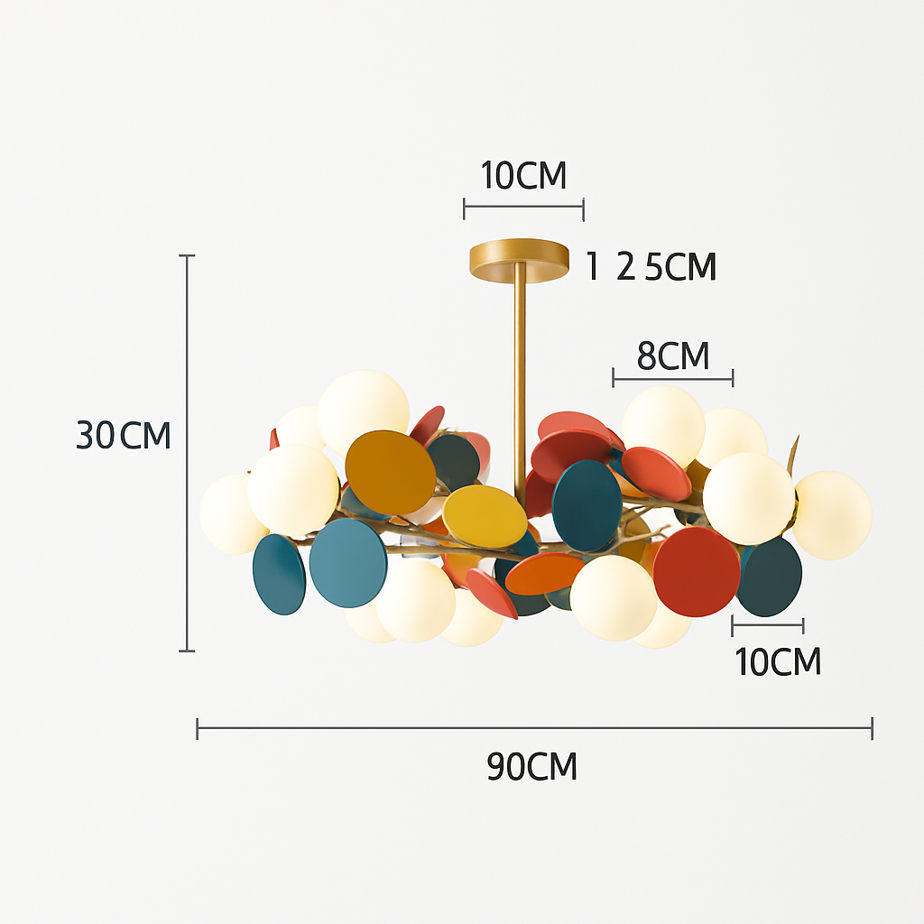 Lustre moderne avec lampes rondes colorées Kebya