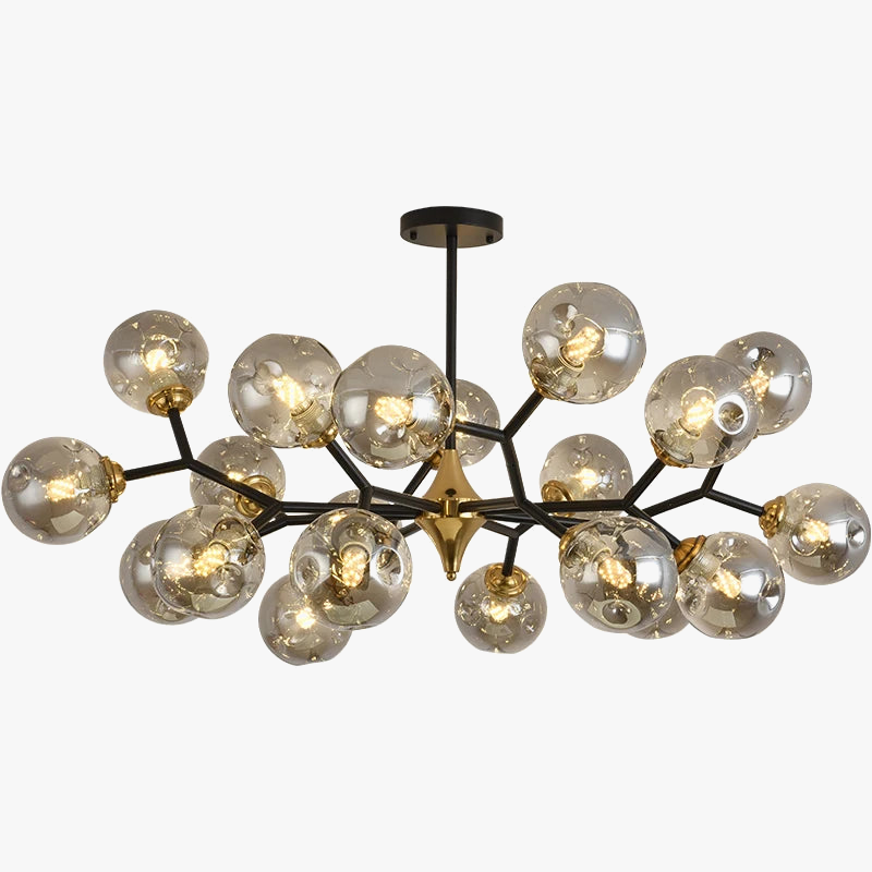 lustre moderne à branches rotatives en verre avec éclairage led