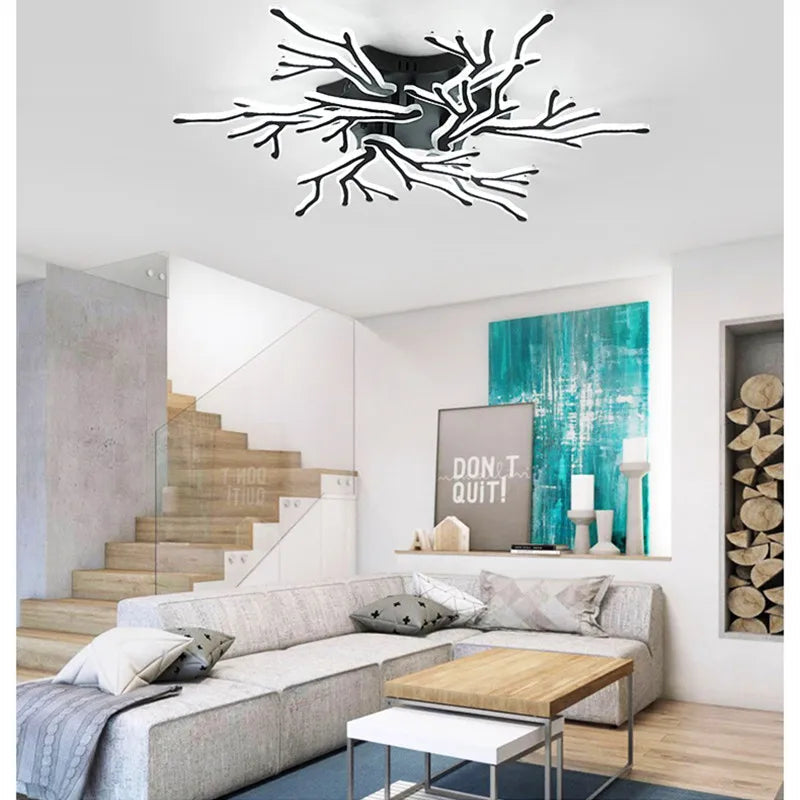 lustre moderne à bras multiples avec télécommande en aluminium acrylique