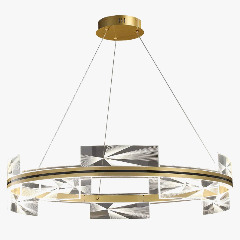 lustre moderne créatif design géométrique avec cercle doré