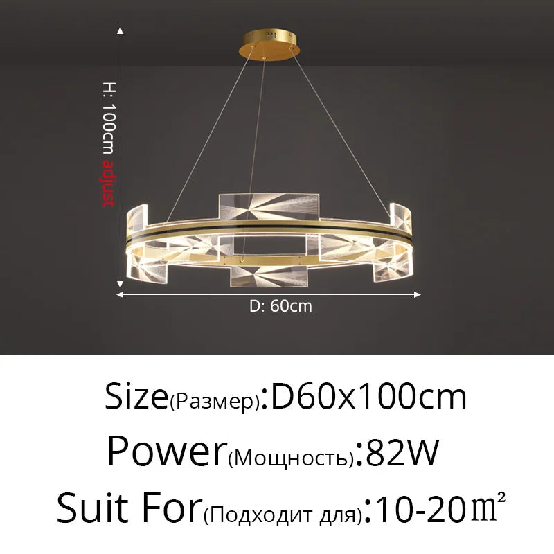 lustre moderne créatif design géométrique avec cercle doré